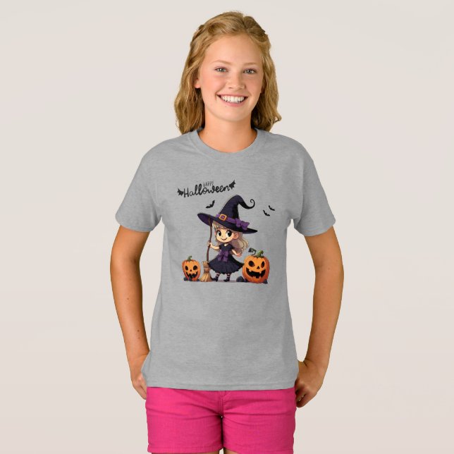 Cute, anime Halloween witch T-Shirt (Front Full)