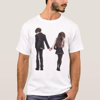 Cute Anime High School Couple Holding Hands T-Shirt