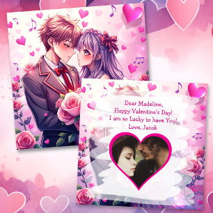Cute Anime Personalised Valentine's Day Card