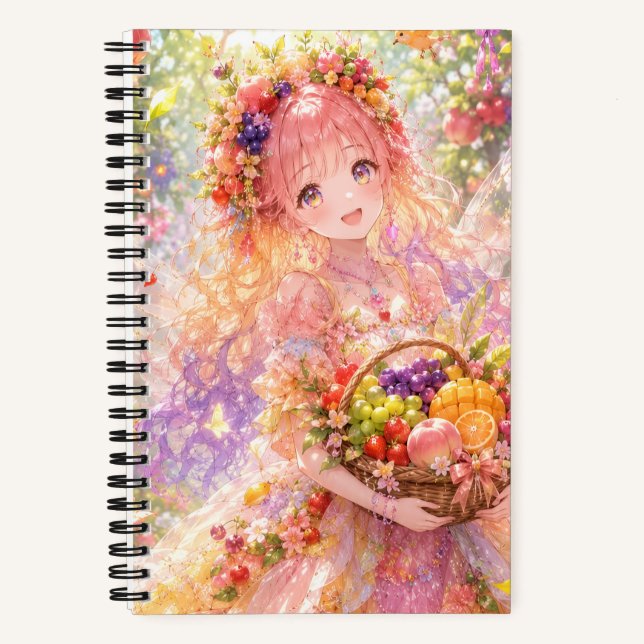 Cute Anime Princess Spiral Sketch Notebook (Front)