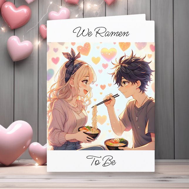Cute Anime Ramen Noodles Pun Valentine's Day Photo Holiday Card (Creator Uploaded)