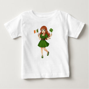 Cute anime redhead Saint Patrick's Day Baby T-Shirt