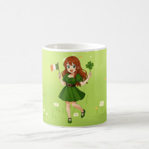 Cute anime redhead Saint Patrick's Day Coffee Mug