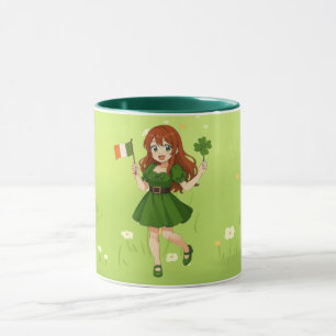 Cute anime redhead Saint Patrick's Day Mug