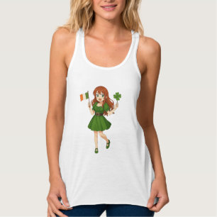 Cute anime redhead Saint Patrick's Day Singlet