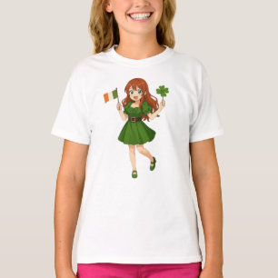 Cute anime redhead Saint Patrick's Day  T-Shirt