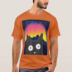 Cute Anime Retro Kitten Neko Synthwave Japan 80s M T-Shirt