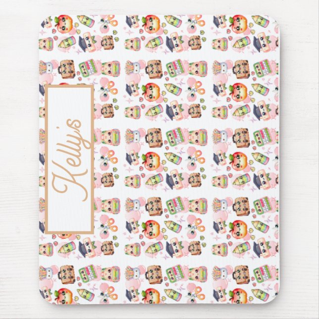 Cute Anime School Personalize Name Mouse Pad (Front)