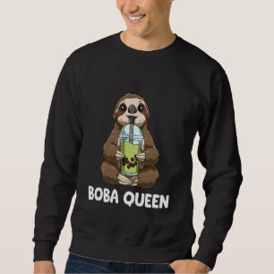 Cute Anime Sloth Bubble Tea Kawaii Boba Queen Sweatshirt