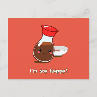 Cute Anime Soy Sauce "I'm soy happy!" Postcard