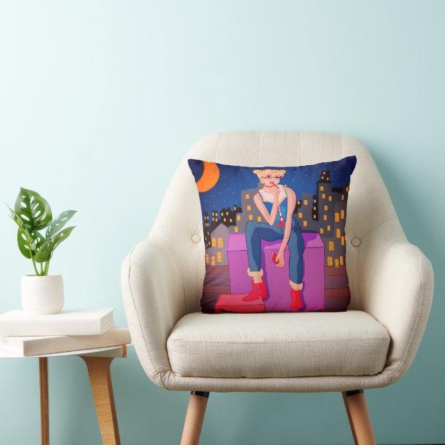 Cute anime style pillow with hand-drawn design (Chair)