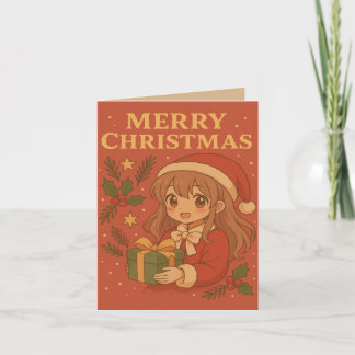 Cute Anime Themed Christmas Greeting Card