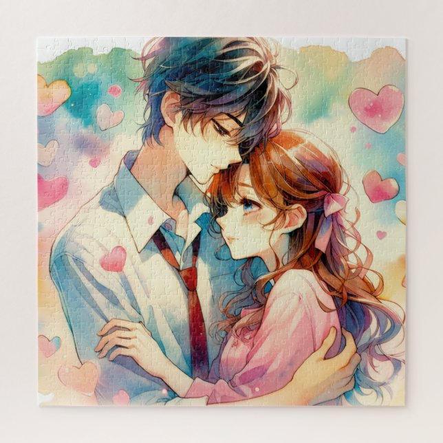 Cute Anime Themed Valentine's Day Jigsaw Puzzle (Vertical)