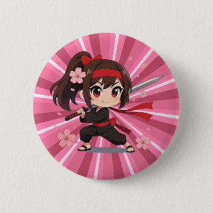 Cute anime warrior blossom girl 6 cm round badge