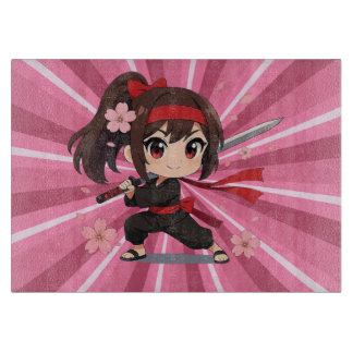 Cute anime warrior blossom girl cutting board