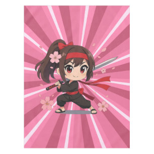 Cute anime warrior blossom girl tablecloth
