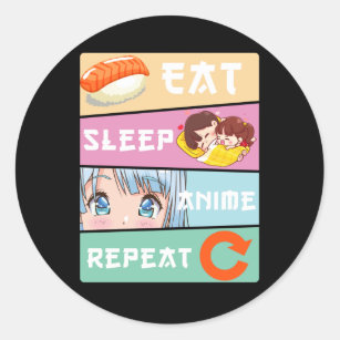 Cute Anime watching Girl Japan Comic Manga Anime Classic Round Sticker