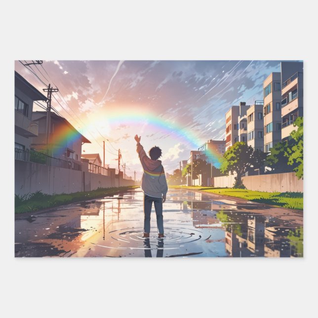 Cute Anime Wrapping Paper - Pack of 3 pages (Front)