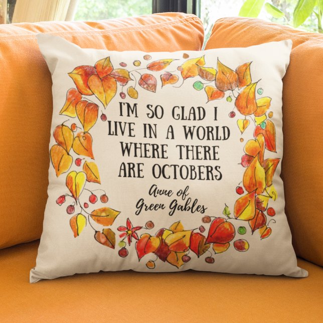 Cute Anne of Green Gables Quote Colourful Dorm Cushion (Celebrate fall and back to school with this unique colorful "Anne of Green Gables" library art!)