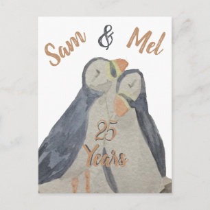 Cute Anniversary Puffins Postcard