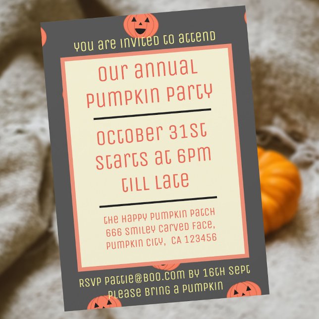 Cute Annual Halloween Pumpkin Party Invitations (Creator Uploaded)