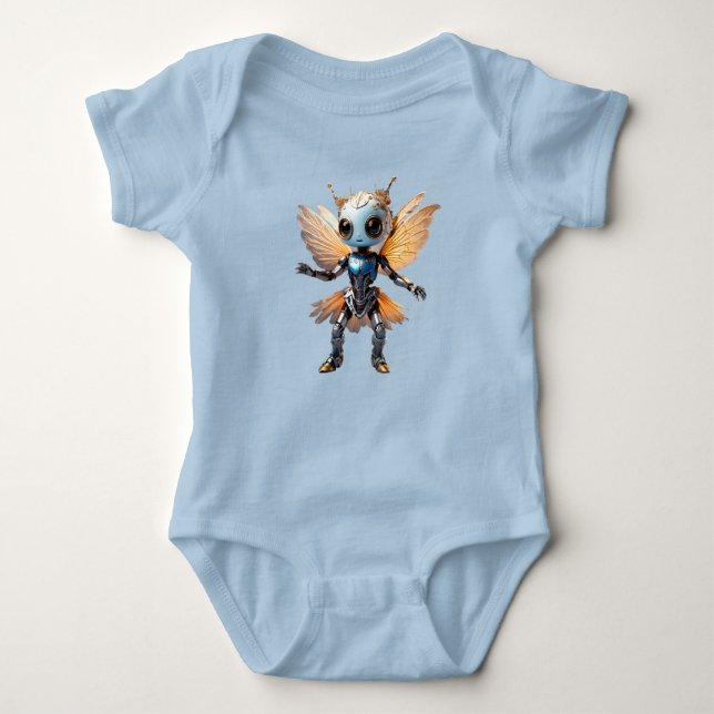 Cute Ant Girl Dancing Robot Pixie Baby Bodysuit (Front)