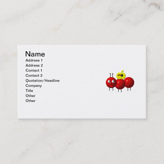 Cute Ant With Apple Business Card (Front)