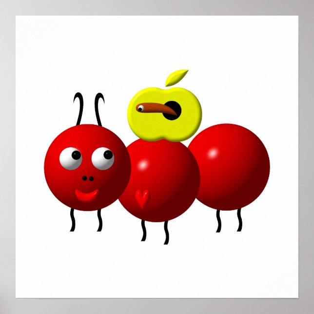 Cute Ant With Apple Poster (Front)