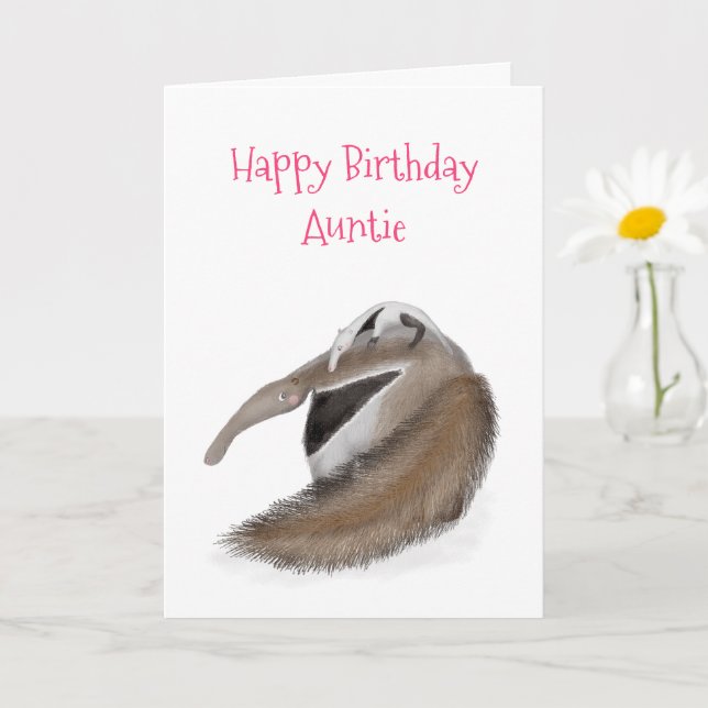 Cute anteater and baby birthday card for aunt (Small Plant)