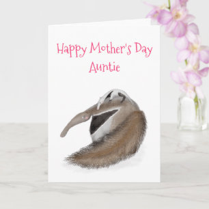 Cute anteater and baby Mother's Day card for aunt
