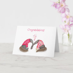 Cute anteaters in love wedding or engagement card