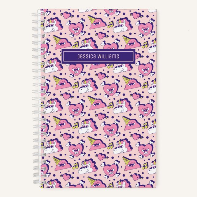 Cute Anti Valentine's Day Unicorn Love Pattern Notebook (Front)