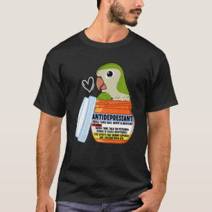 Cute Antidepressant Parrot I Green Monk Parakeet Q T-Shirt