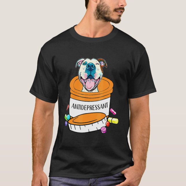 Cute antidepressant pitbull dog T-Shirt (Front)