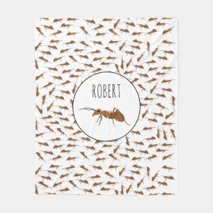 Cute Ants Pattern Custom Name Kids Fleece Blanket