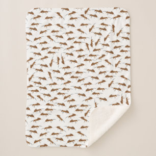 Cute Ants Pattern Sherpa Blanket