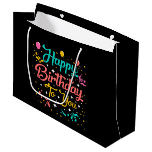 cute any person Happy Birthday party Large Gift Bag