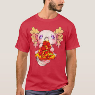 Cute Aolotl Eating Pizza Snacks Aolotl Kawaii Past T-Shirt