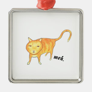 Cute Apathetic Orange Cat Metal Tree Decoration