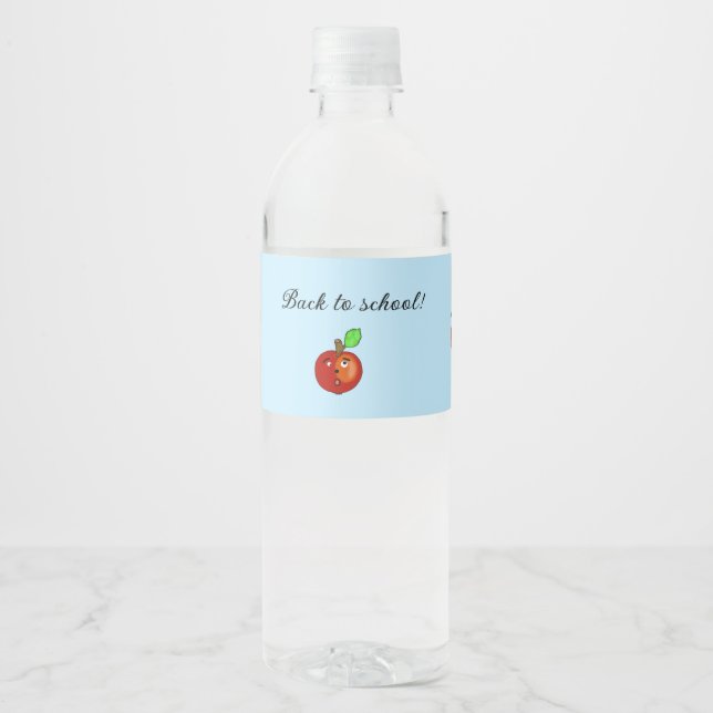 Cute Apple back to school Water Bottle Label (Front)