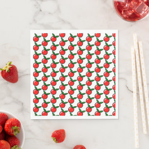 Cute Apple Cherry Red Fruit Fun Kitchen Cartoon Napkin