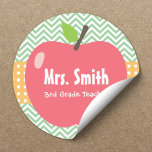 Cute Apple Chevron Stripes Teacher Stickers<br><div class="desc">Matching stickers of Cute Apple Teacher business card design.</div>