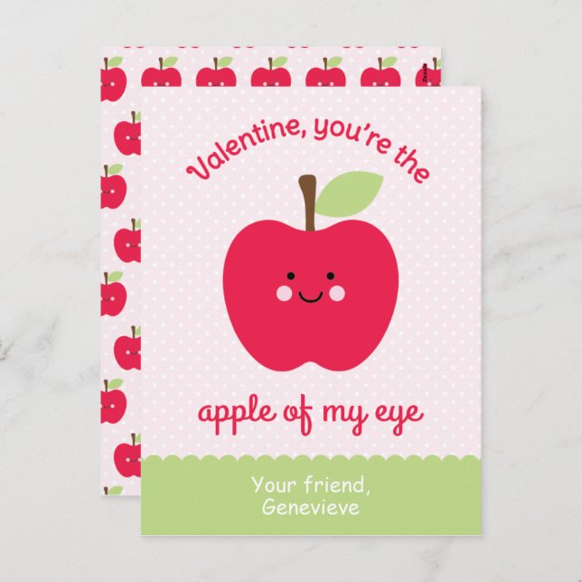 Cute Apple Class Valentines Holiday Postcard (Front/Back)