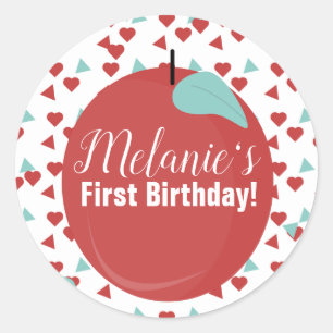 Cute Apple Confetti Birthday Party Classic Round Sticker