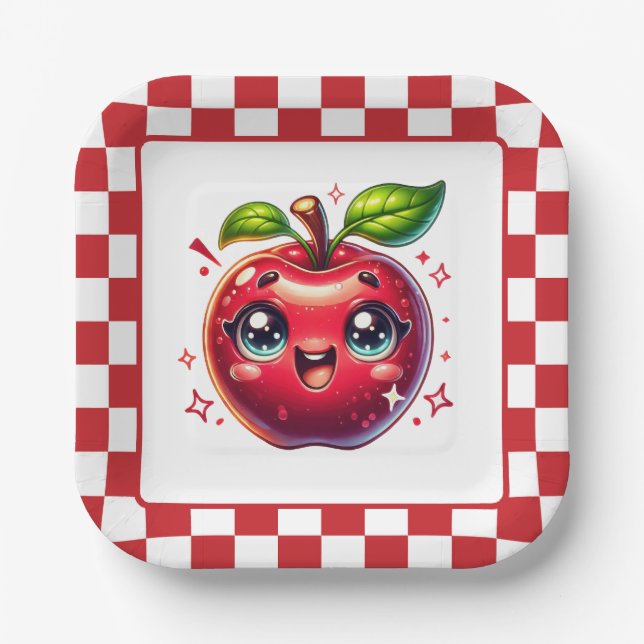 Cute apple festival party paper plate (Front)