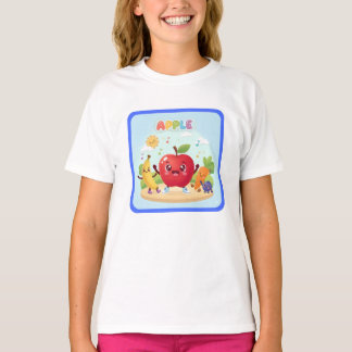Cute Apple Friends Kids Illustration T-Shirt