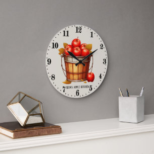 Cute apple fruit lovers kitchen  large clock