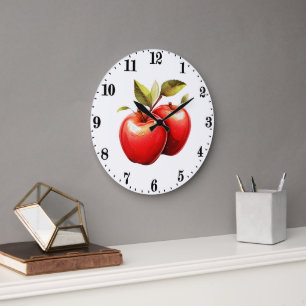 Cute apple fruit lovers kitchen large clock