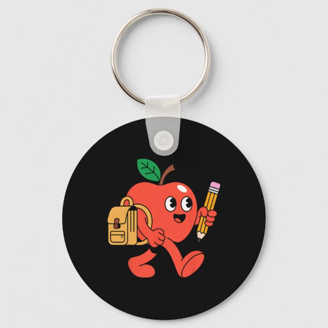 Cute Apple Going Ck To School  Key Ring (Front)