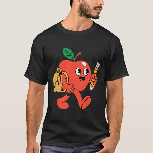 Cute Apple Going Ck To School  T-Shirt (Front)